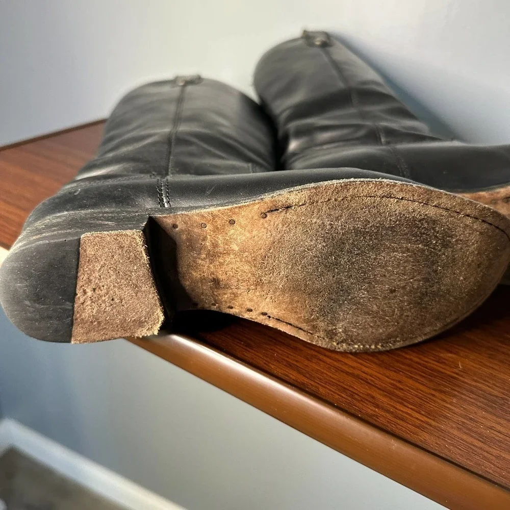 Frye Melissa Button Pull On Black Riding Boots Size 6B - Picture 13 of 13